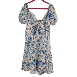 Agua Bendita girl’s blue cream floral Greta Dress Size 8